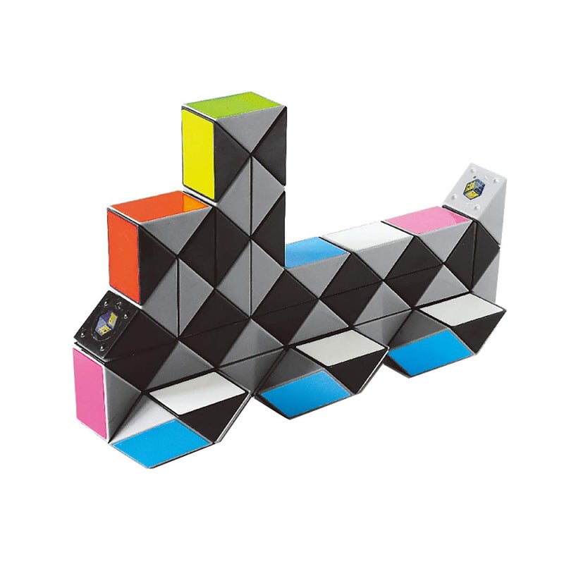 Ahyuan Larger Snake Cube Puzzle Fidget Sensory Toy Vivid Rainbow 8 Colors Magic Ruler Twist Cube Puzzle Games Brain Teaser Puzzles Top Anti-Anxiety Fidget Twisty Toys (72 Wedges) - Image 2